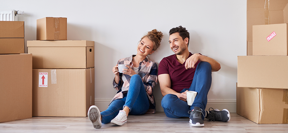 people in their new home